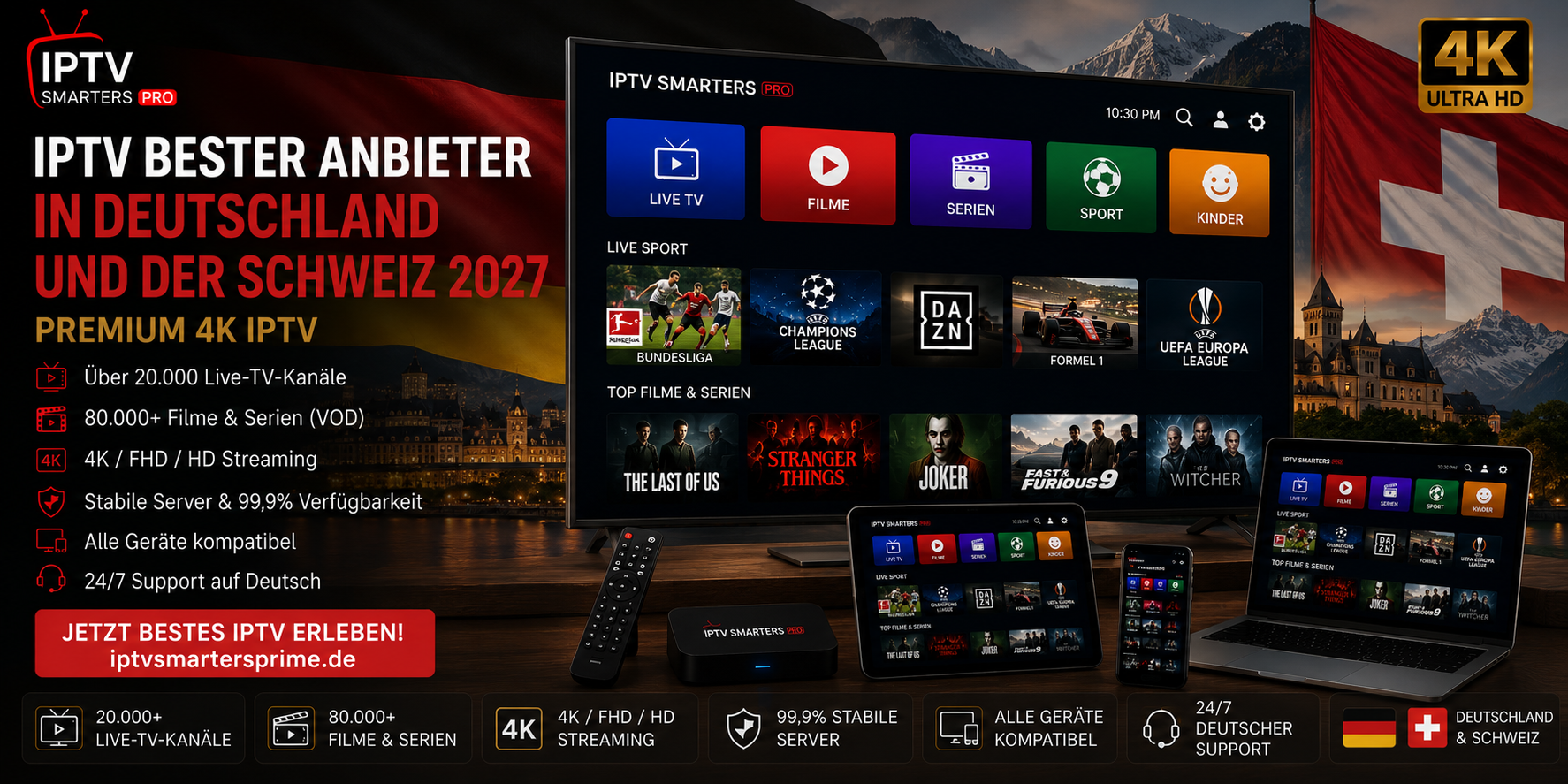 IPTV Bester Anbieter in Deutschland und der Schweiz 2027 – Premium 4K IPTV