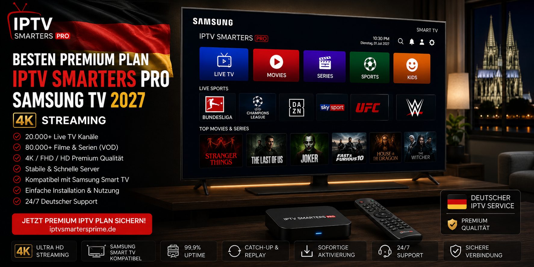 Besten Premium Plan IPTV rsSmarte Pro Samsung TV 2027 – 4K Streaming