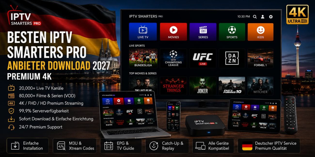 Besten IPTV Smarters Pro Anbieter Download 2027 – Premium 4K
