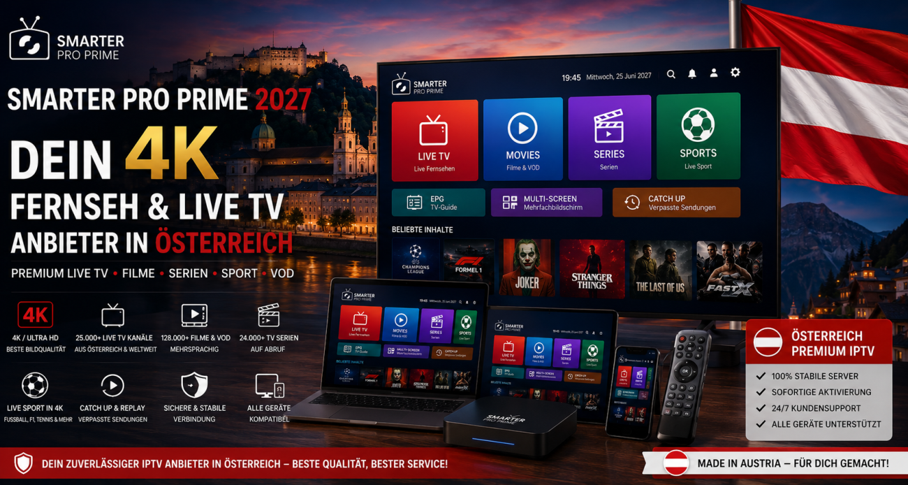 Smarter Pro Prime 2027 – Dein 4K Fernseh & Live TV Anbieter in Österreich