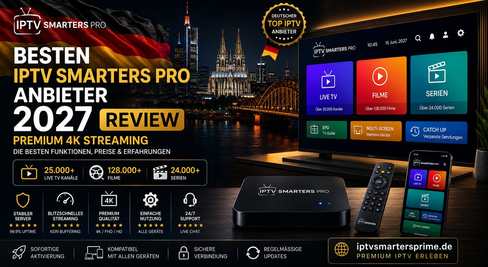 Besten IPTV Smarters Pro Anbieter 2027 Review – Premium 4K