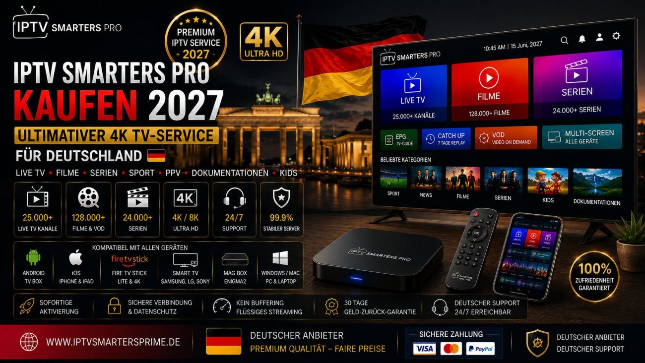 IPTV Smarters Pro kaufen 2027 – Ultimativer 4K TV-Service für Deutschland