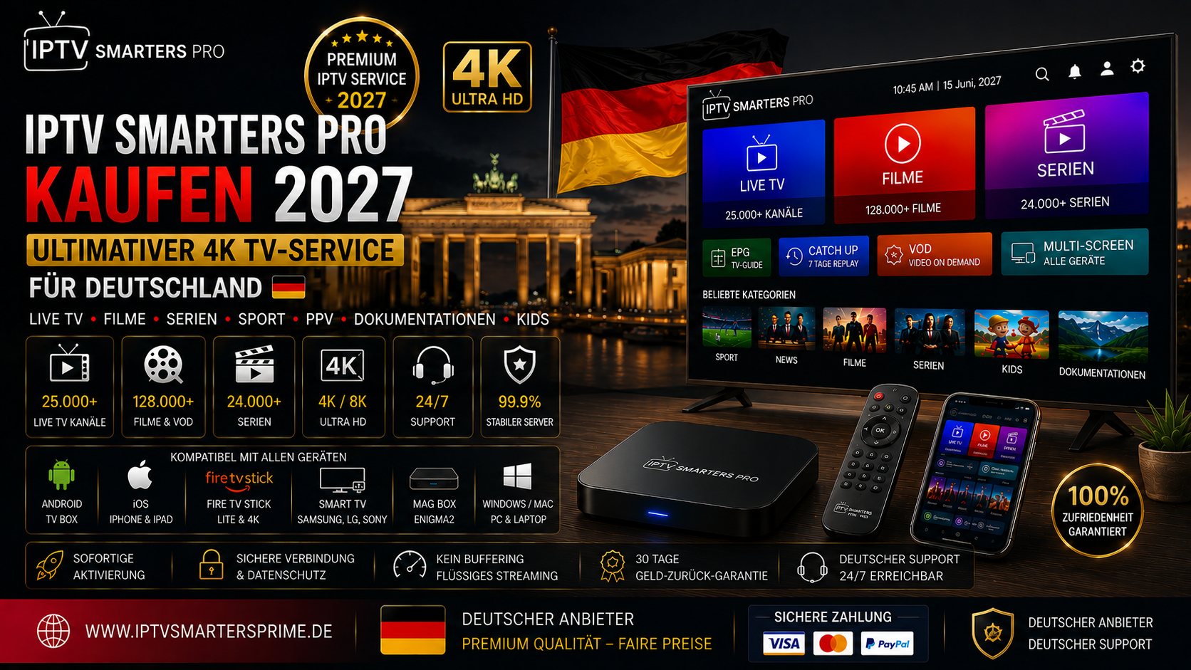 IPTV Smarters Pro kaufen 2027 – Ultimativer 4K TV-Service für Deutschland