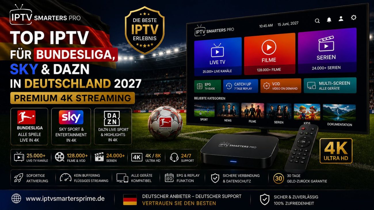 Top IPTV für Bundesliga, Sky & DAZN in Deutschland 2027 – Premium 4K