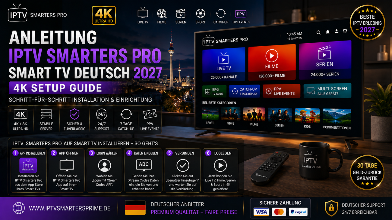 Anleitung IPTV Smarters Pro Smart TV Deutsch 2027 – 4K Setup Guide