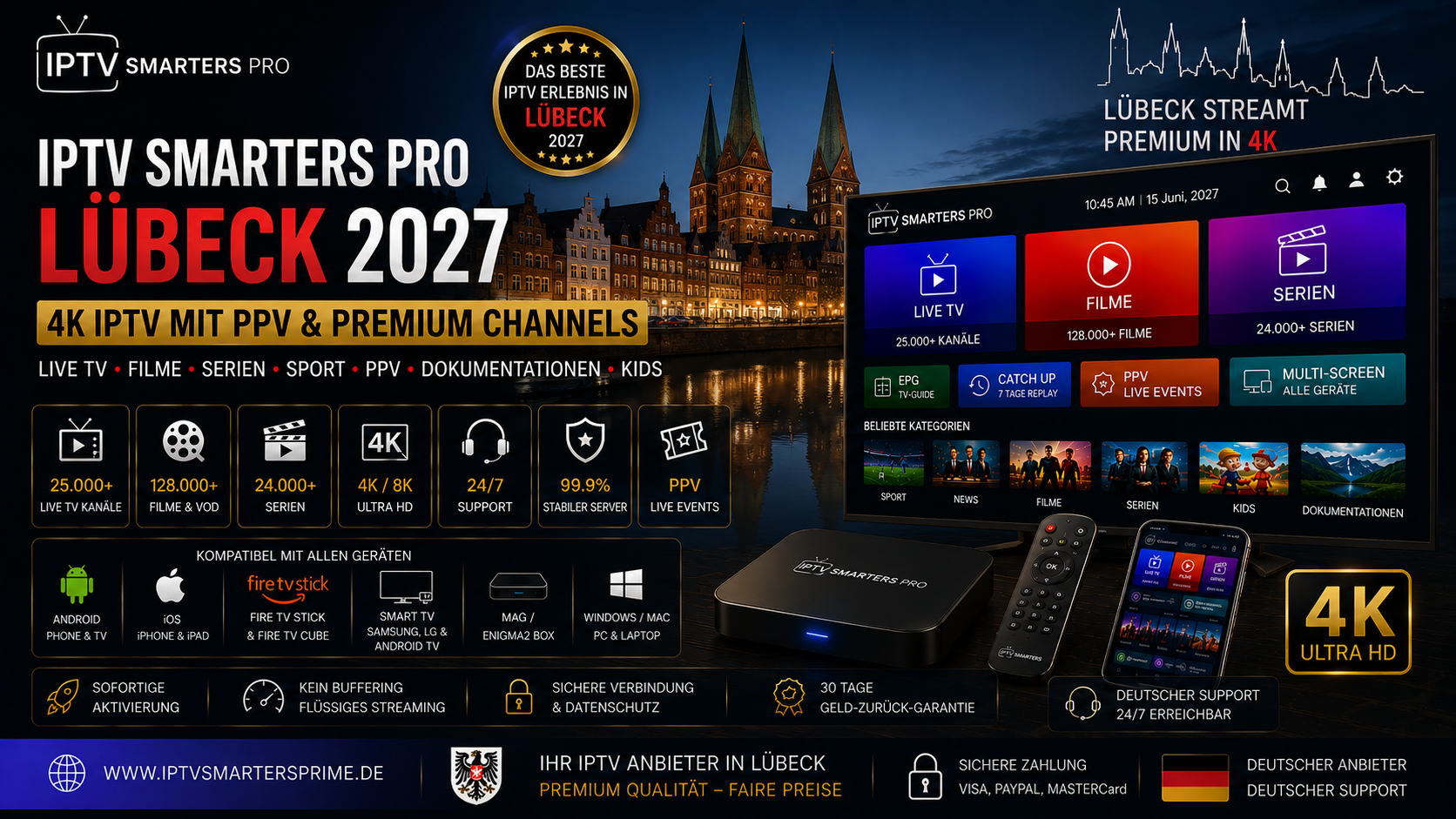 IPTV Smarters Pro Lübeck 2027 – 4K IPTV mit PPV & Premium Channels