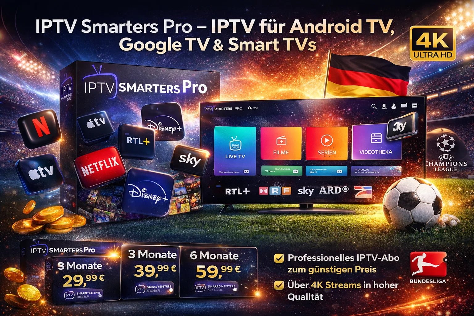 IPTV Smarters Pro – IPTV für Android TV, Google TV & Smart TVs