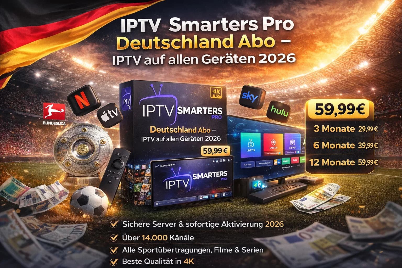 IPTV Smarters Pro Deutschland Abo – IPTV auf allen Geräten 2026