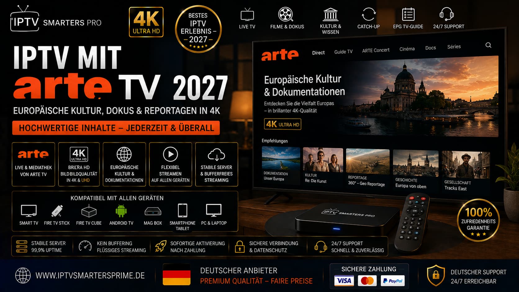 IPTV mit Arte TV 2027 – Europäische Kultur, Dokus & Reportagen in 4K