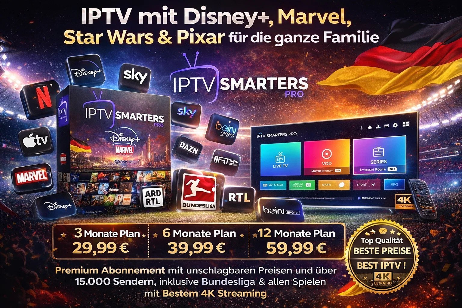 IPTV mit Disney+, Marvel, Star Wars & Pixar für die ganze Familie