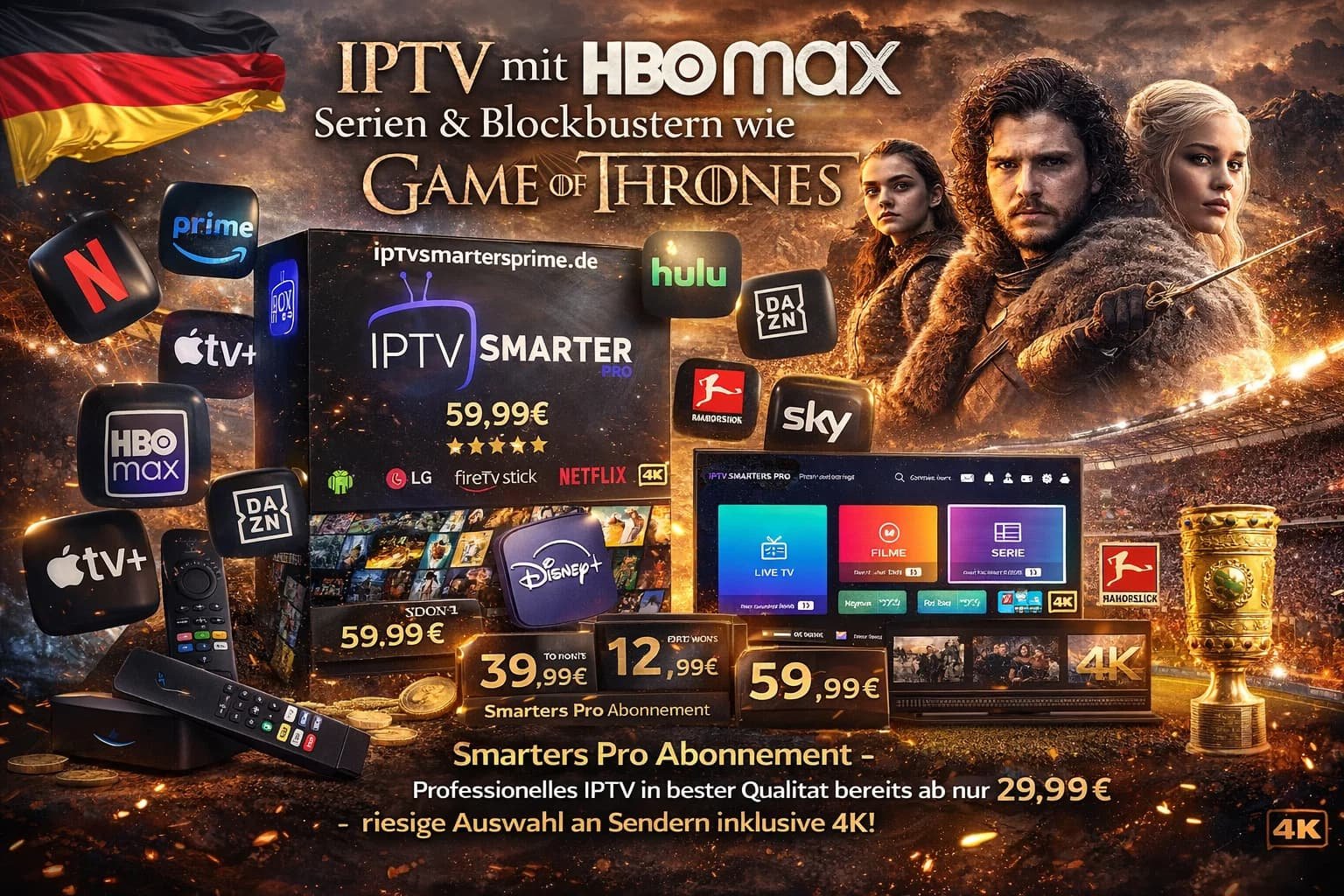 IPTV mit HBO Max Serien & Blockbustern wie Game of Thrones