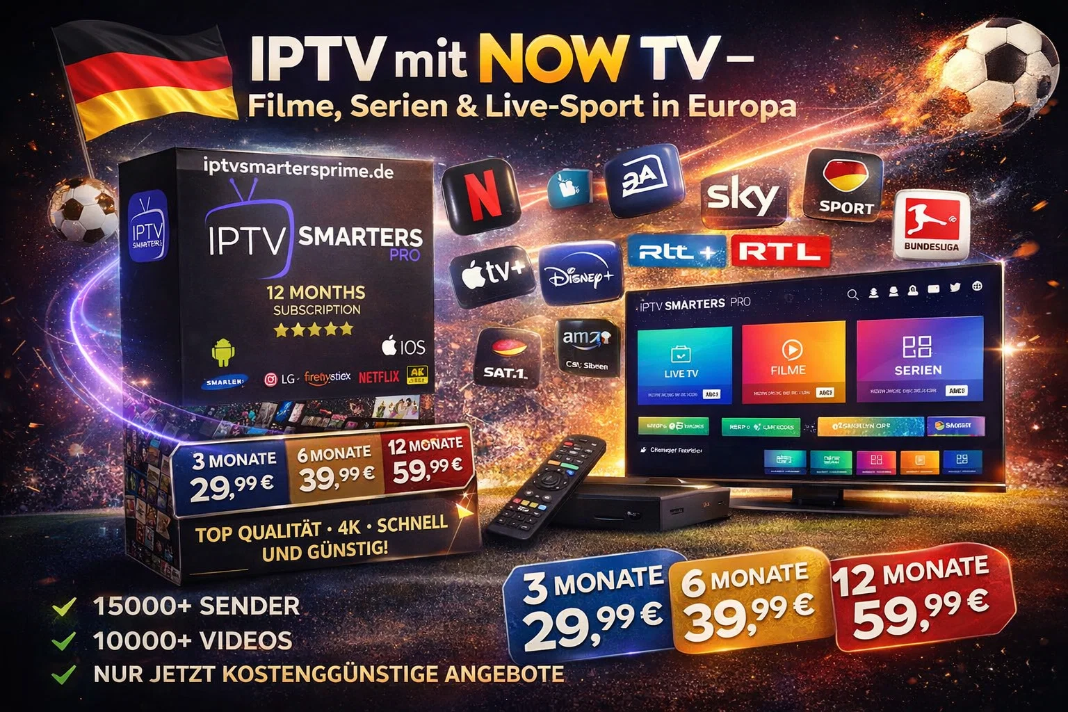 IPTV mit NOW TV – Filme, Serien & Live-Sport in Europa