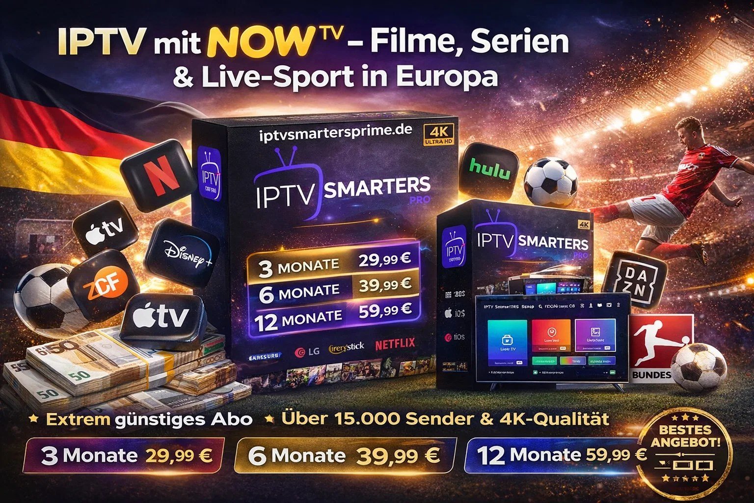 IPTV mit NOW TV – Filme, Serien & Live-Sport in Europa