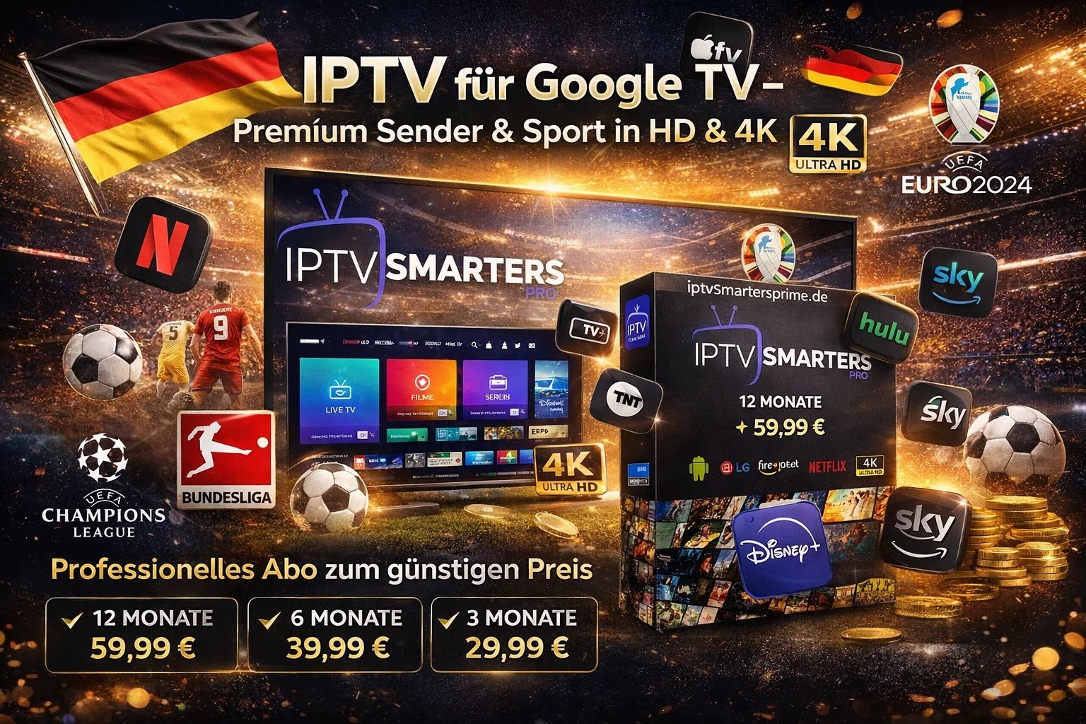 IPTV für Google TV – Premium Sender & Sport in HD & 4K