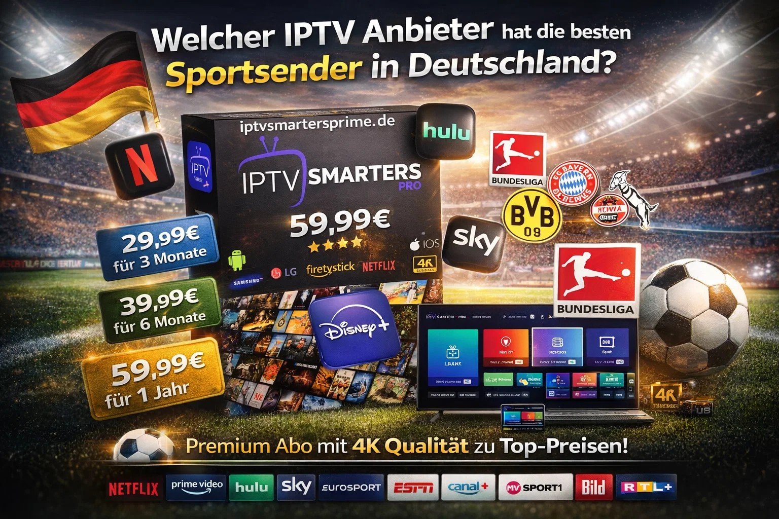 Welcher IPTV Anbieter hat die besten Sportsender in Deutschland?