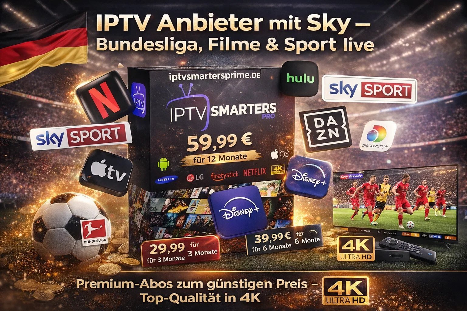 IPTV Anbieter mit Sky – Bundesliga, Filme & Sport live