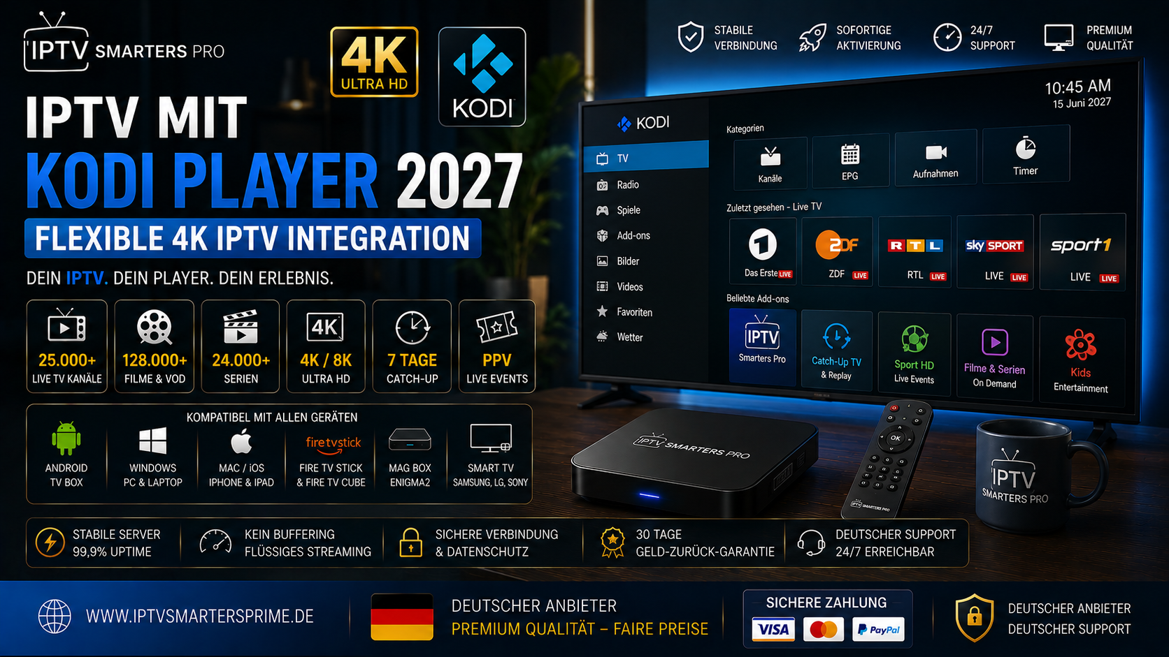 IPTV mit Kodi Player 2027 – Flexible 4K IPTV Integration