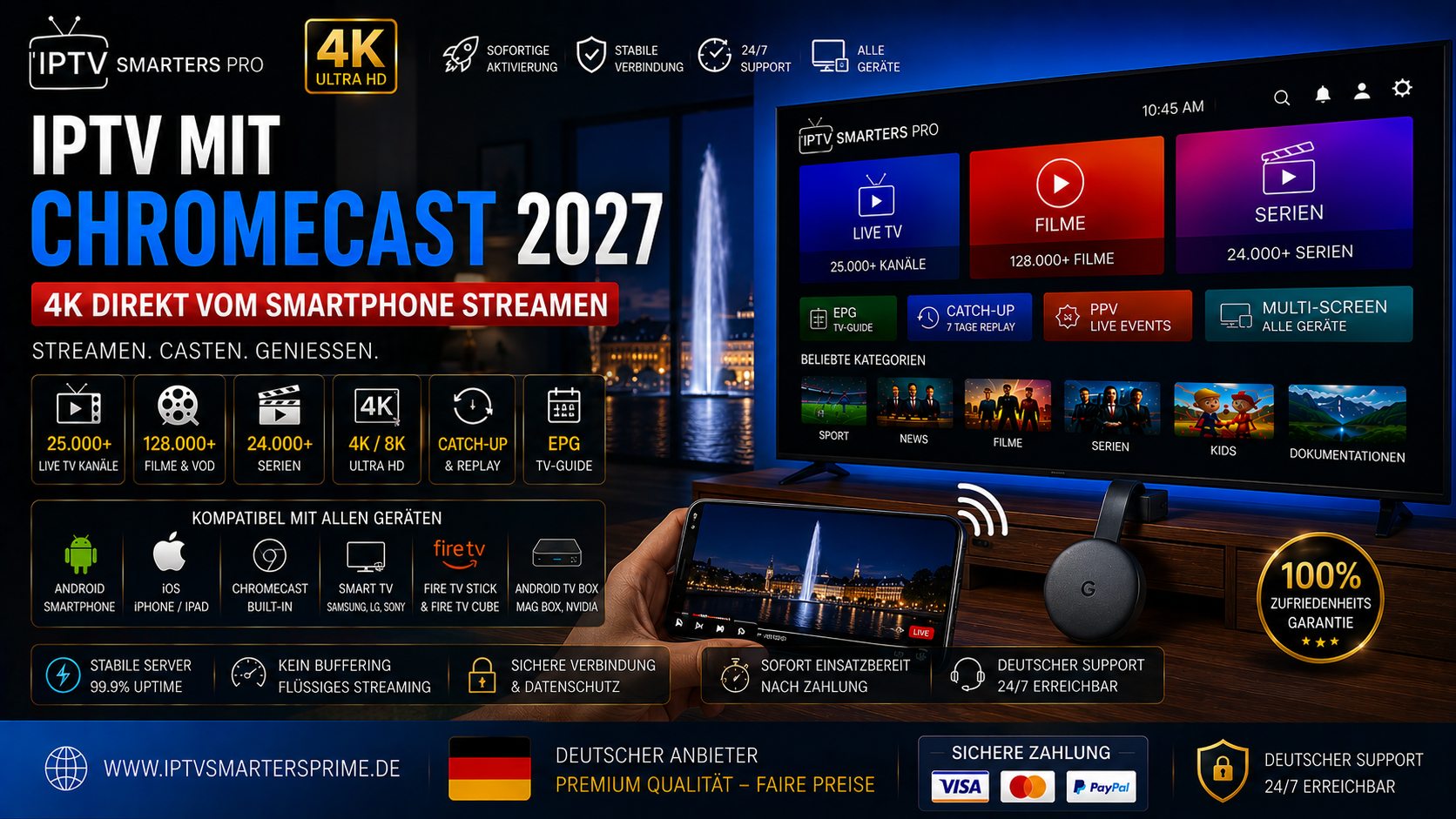 IPTV mit Chromecast 2027 – 4K direkt vom Smartphone streamen