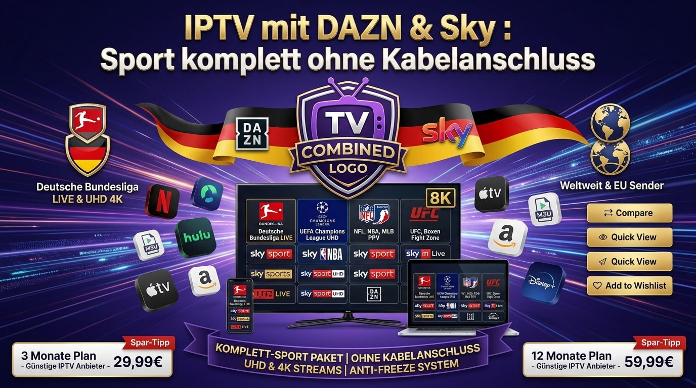 IPTV mit DAZN & Sky : Sport komplett ohne Kabelanschluss