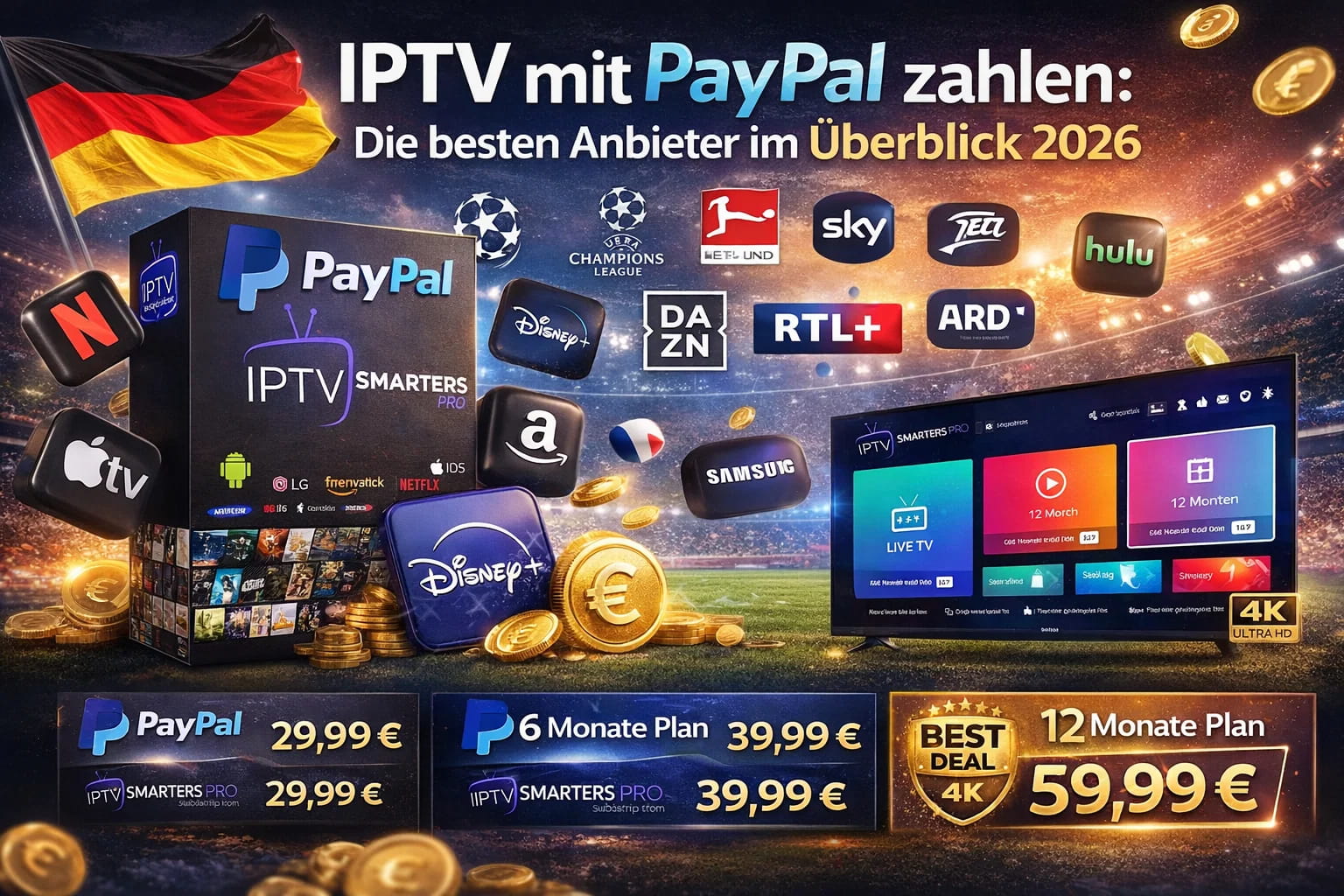 IPTV mit PayPal zahlen : Die besten Anbieter im Überblick 2026