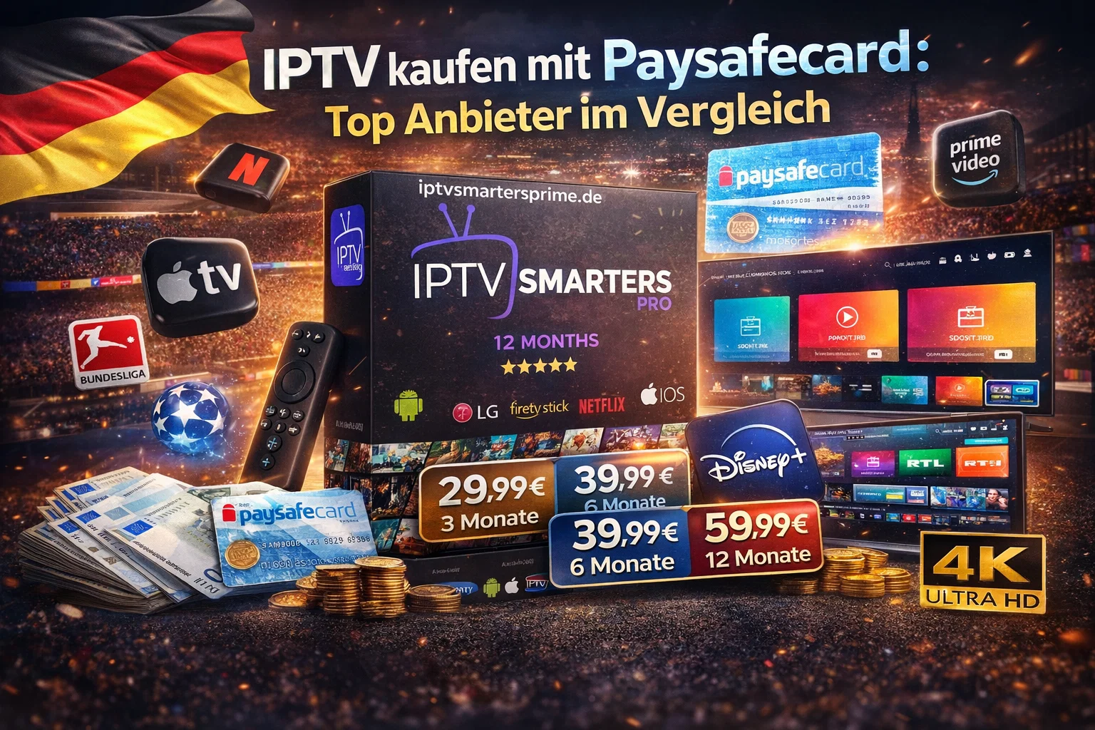 IPTV kaufen mit Paysafecard : Top Anbieter im Vergleich
