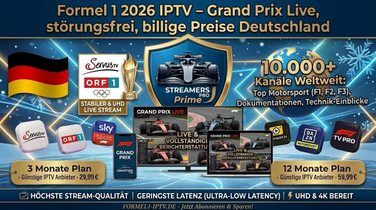 Formel 1 2026 IPTV – Grand Prix Live, störungsfrei, billige Preise Deutschland