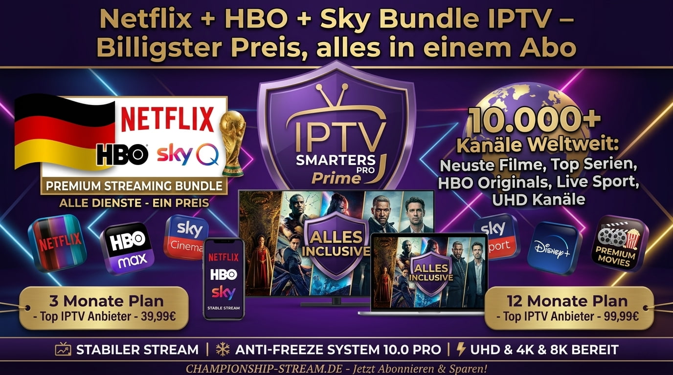 Netflix + HBO + Sky Bundle IPTV – Billigster Preis, alles in einem Abo