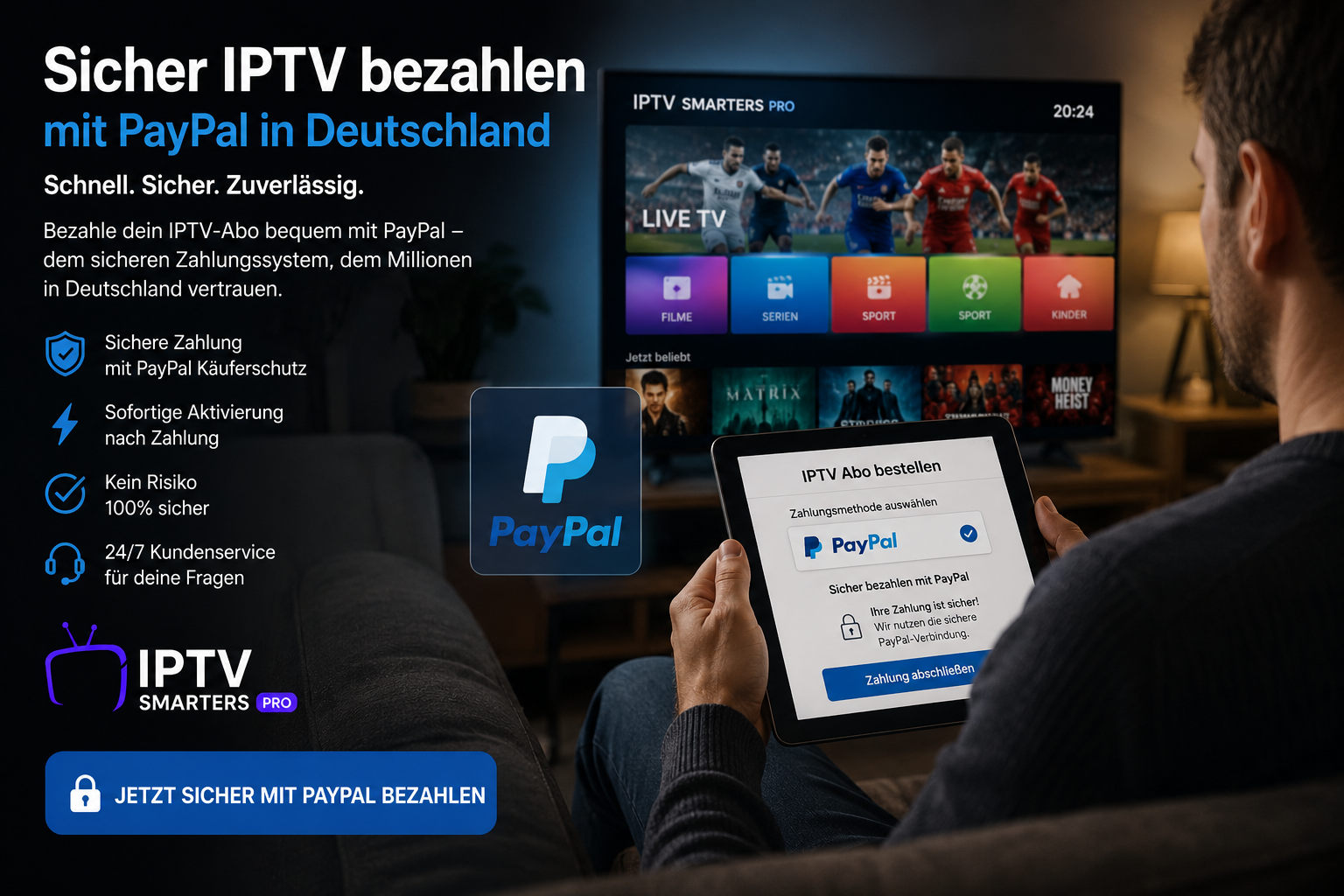 Sicher IPTV bezahlen mit PayPal in Deutschland