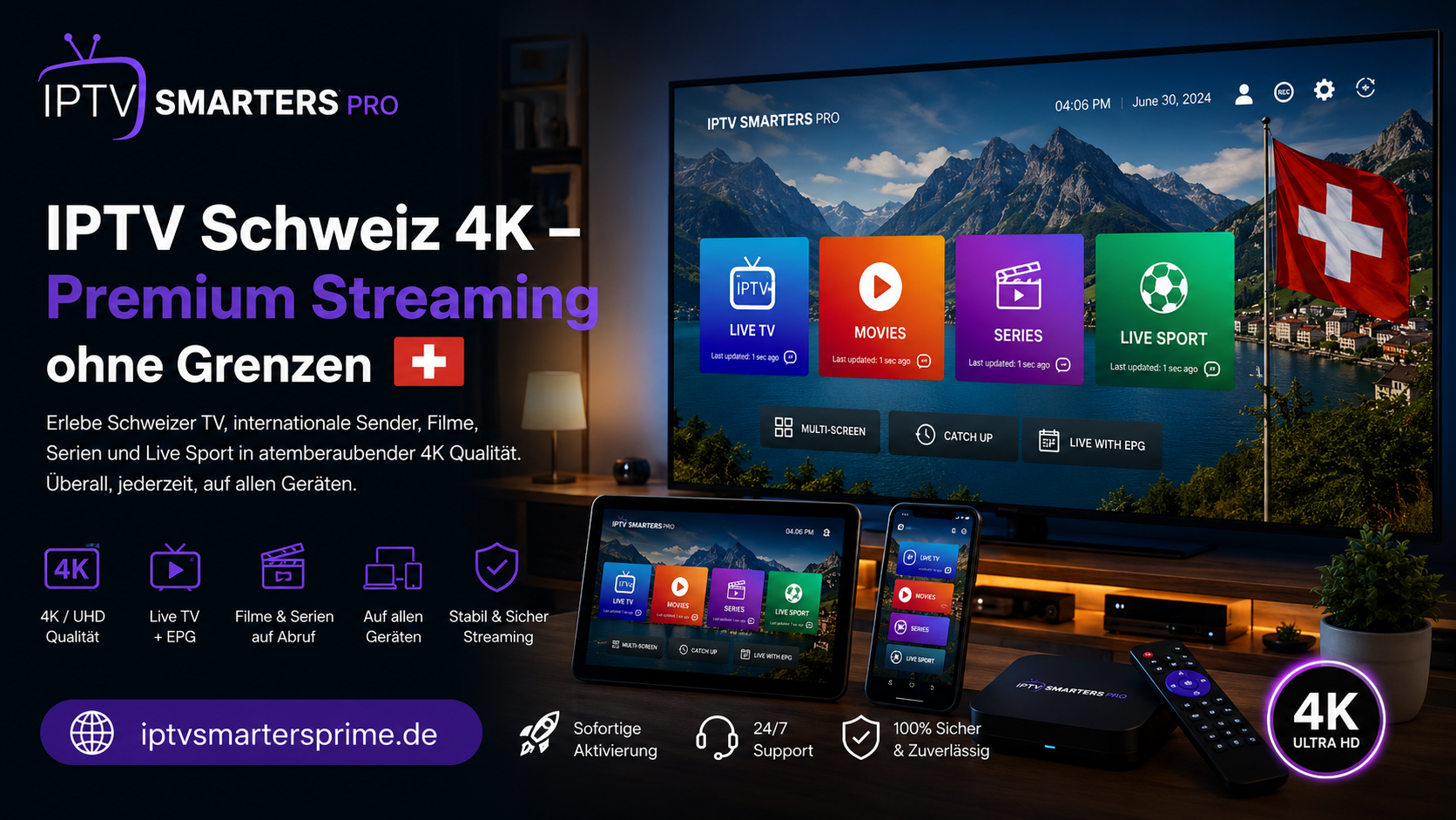 IPTV Schweiz 4K – Premium Streaming ohne Grenzen